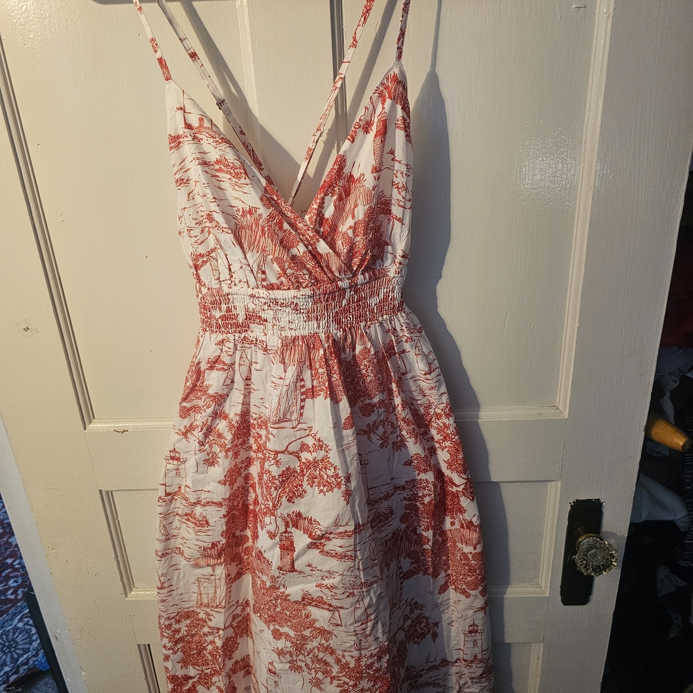 Vineyard Vines Pink and White Midi Sundress